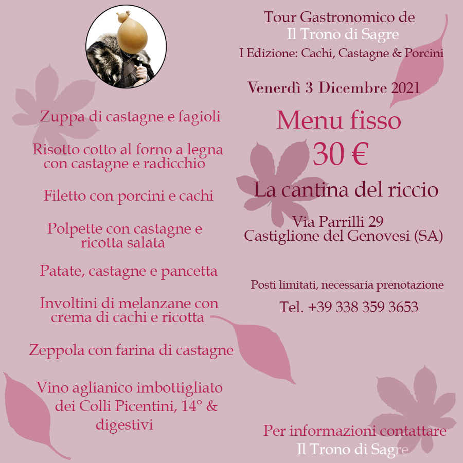 Tour Gastronomico, il menu